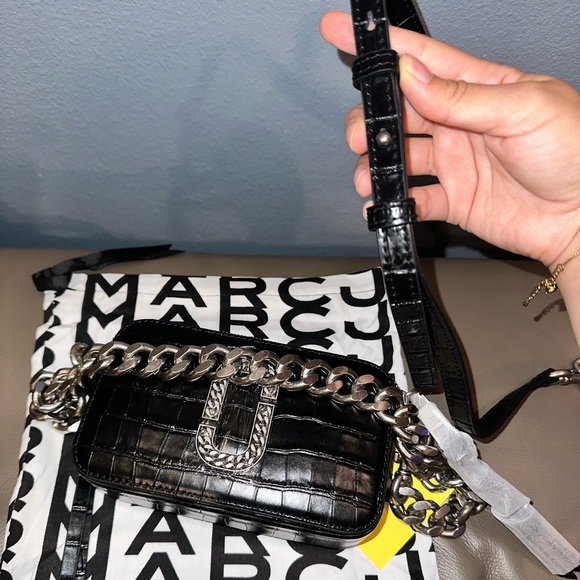 SALE❗️RARE THE MARC JACOBS SNAPSHOT CROC EMBOSSED BAG CHAIN &LEATHER STRAP - Picture 14 of 17